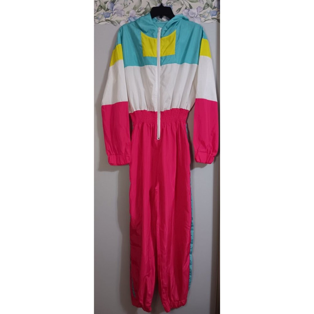 Retro Vintage One Piece Colorful 80s Classic Jumper Tracker Windbreaker Suit